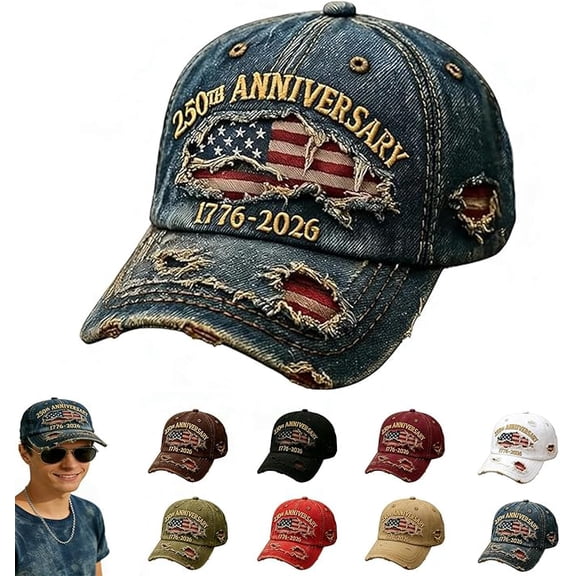 250 Anniversary USA Hat, Embroidered Adjustable 250th Anniversary 1776-2026 Commemorative Baseball Cap for Honoring Patriot(xxw)
