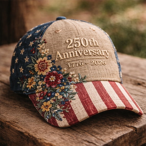 250 Anniversary USA Hat Patriotic Baseball Cap 1776-2026 Adjustable USA 4th of July American Flag Retro Denim Baseball Cap White