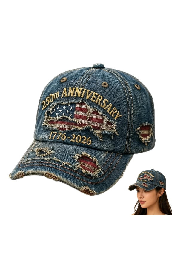 250 Anniversary USA Hat,Patriotic Baseball Cap 1776-2026 - Adjustable USA Retro Denim Baseball Cap