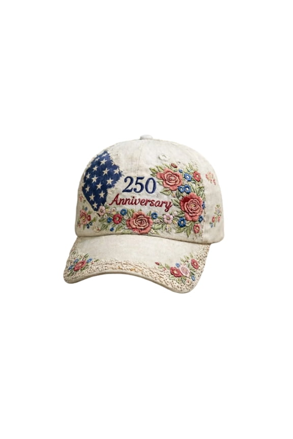 250 Anniversary USA Hat Patriotic Baseball Cap 1776-2026 Adjustable USA Retro July 4th Celebration Denim Baseball Cap White