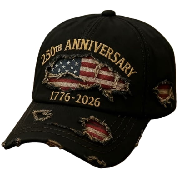250 Anniversary USA Hat, We the People Hat, Vintage Distressed Washable Patriotic Baseball Cap with USA Flag & 1776-2026 Digital Printed, Trucker Hat for Men Women, Black
