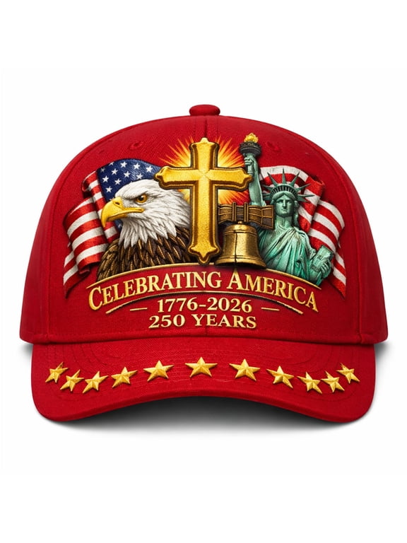 250 Anniversary USA Hat United States 1776–2026, Patriotic Baseball Cap, Unisex July 4th Freedom Hat Red