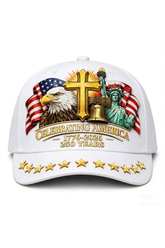 250 Anniversary USA Hat United States 1776–2026, Patriotic Baseball Cap, Unisex July 4th Freedom Hat White