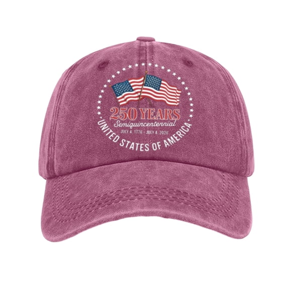 250 Anniversary USA Hat We The People Embroidered Baseball Cap Adjustable Washed Denim Hat Unisex Patriotic Gift for 2026 Celebrations,Purple