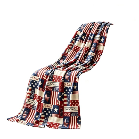 250 Anniversary USA Patriotic Star Print Sofa Blanket 51.2x39.4in for 4th of July Couch Decor and Picnic Throw