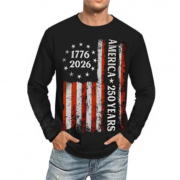 250 Anniversary USA Shirt, 250th Anniversary USA Shirt, Independence Day Crew Neck Long Seleeve Tshirt for Men