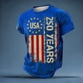 thumbnail image 1 of 250 Anniversary USA Shirt Crewneck Pullover Tops Men's Tshirts Shirts Short Sleeve T Shirt America 4th of July Shirt Crew Neck Tee(Blue,XXXXL), 1 of 5