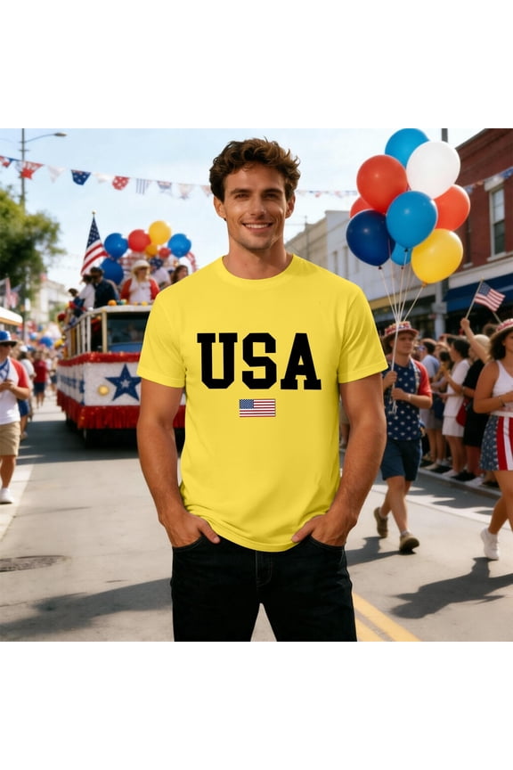 250 Anniversary USA Shirt Freedom Shirt Men's Tshirts Shirts Short Sleeve T Shirt America 4th of July Shirt Crew Neck Tee Summer Tops(Yellow,M)