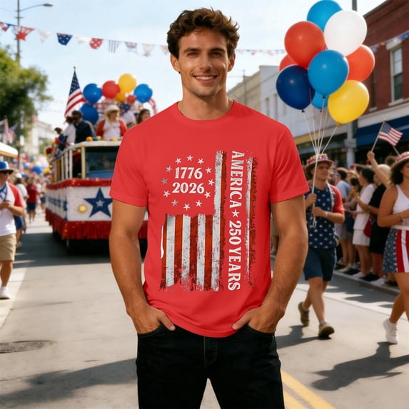250 Anniversary USA Shirt Freedom Shirt Men's Tshirts Shirts Short Sleeve T Shirt America Shirt Crew Neck Tee (Red,XL)