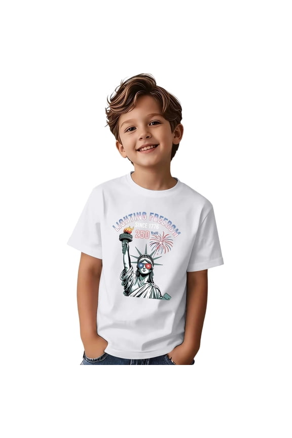 250 Anniversary USA Shirt Kids Casual Fashion Graphic Print Short Sleeve T Shirt Soft Tee for Children White 2 Years-3 Years