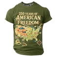 thumbnail image 1 of 250 Anniversary USA Shirt Kids Shirts Patriotic Boys Graphic Independence Day Print Tee for Children Army Green 1 Years-2 Years, 1 of 4