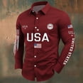 thumbnail image 1 of 250 Anniversary USA Shirt Long Sleeve Button Down Lapel Shirt Independence Day Plus Size Casual Shirts for Men XXL, 1 of 3