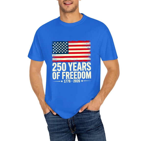 250 Anniversary USA Shirt Men 4th of July Shirts 1776-2026 250th Birthday T-Shirt Patriotic Shirts Tops, OdeJous T-Shirt Blue, 2XL