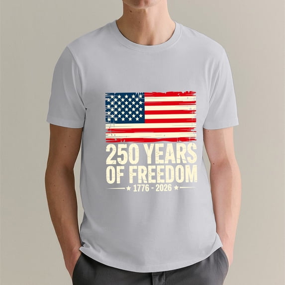250 Anniversary USA Shirt Men 4th of July Shirts 1776-2026 250th Birthday T-Shirt Patriotic Shirts Tops, OdeJous T-Shirt Gray, L