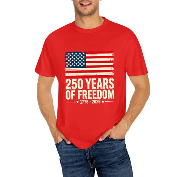 250 Anniversary USA Shirt Men 4th of July Shirts 1776-2026 250th Birthday T-Shirt Patriotic Shirts Tops, OdeJous T-Shirt Red, S