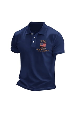 250 Anniversary USA Shirt Men's Retro 250th United States Flag Print Polo Shirt Patriotic Shirts for Men