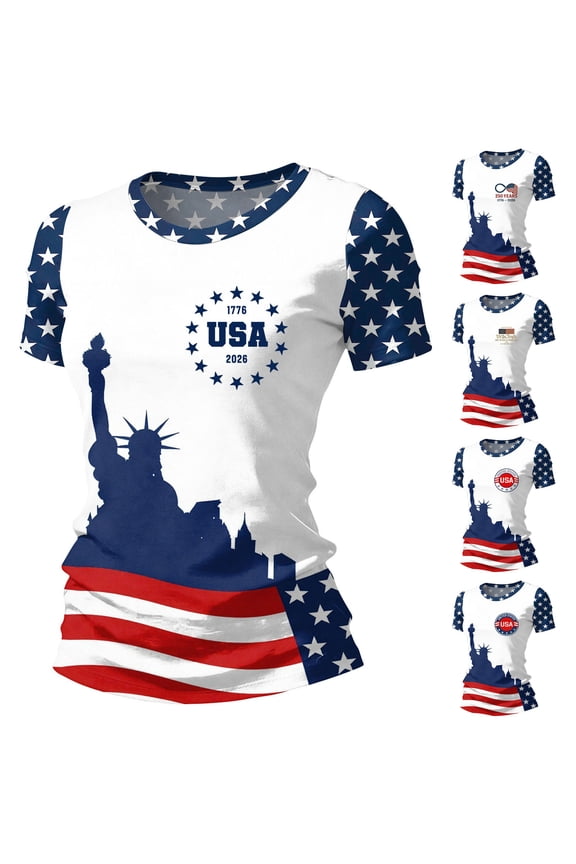 250 Anniversary USA Shirt for Mens CrewNeck Short Sleeves Statue of Liberty Printed Shirts, Mens Tops 1776-2026 Star Usa Graphic Tees T-Shirt, 250 Anniversary Going Out Tops Blue S