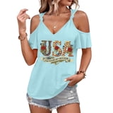 250 Anniversary USA Shirt Women, Us Flag Printed Off Shoulder Tops ...
