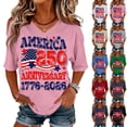 thumbnail image 1 of 250 Anniversary USA Shirt for Womens 1776-2026 250 Years America Flag Printed Shirts, 250th Anniversary USA Shirt Womens CrewNeck Short Sleeves Graphic Tees, 4th of July Summer Womens Tops Khaki L, 1 of 5