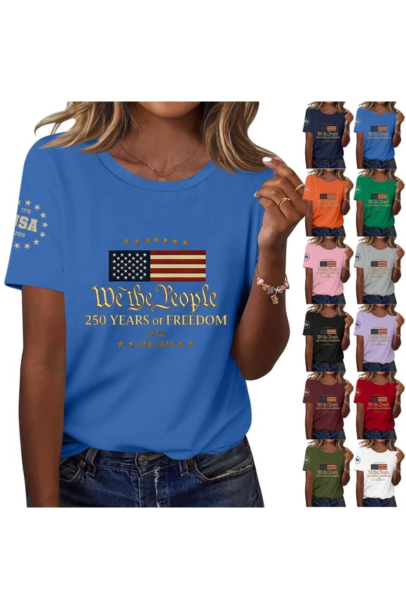 250 Anniversary USA Shirt for Women American Flag Freedom Graphic T-Shirts Patriotic Casual Short Sleeve Tees Tops Black XL