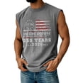 thumbnail image 1 of 250 Anniversary USA Shirts for Men 4th Of July Independence Day Tank Tops Retro American Flag Graphic Sleeveless Patriotic Tank Tops We the People Crewneck Cut Off Shirts,Gray 2XL, 1 of 3
