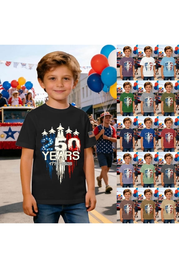 250 Anniversary USA Shirts - USA 250th Anniversary Flag Short Sleeve Fashion Novelty Summer Clothes (Toddler 4-5 Years Black)