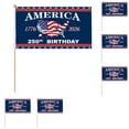 thumbnail image 1 of 250 Anniversary USA Small Stick Flags 250 Year American Anniversary Flag Handheld Flag 250 Anniversary USA Flag 1776 Flag for Room House Welcome Lawn Backdrop Parade(6pcs, 5"×8"), 1 of 5