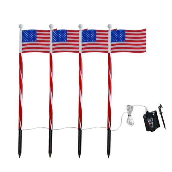 250 Anniversary USA Solar Powered Patio Garden Lights with Flag Design Outdoor LED String Lights for Festive Nights Auto On at Dusk Acrylic Material