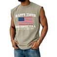 thumbnail image 1 of 250 Anniversary USA Tank Top Men United States USA Flag Print Sleeveless Crew Neck T Shirts Retro Graphic Classic Fit Daily Wear Workout Tanks, Khaki, #01 Khaki, 1 of 3