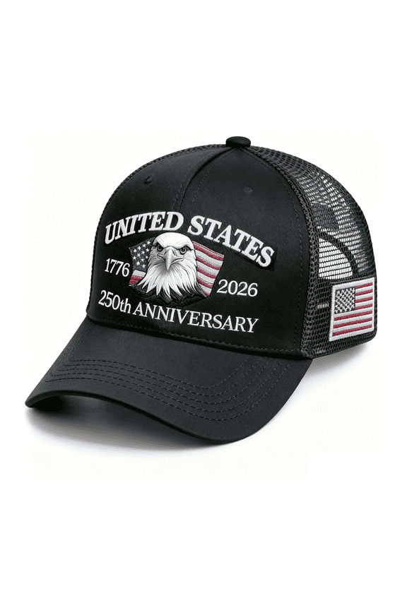 250 Anniversary USA Trucker Hat, 1776-2026 United States 250th Anniversary Patriotic Embroidered Baseball Cap for Men Women