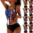 thumbnail image 1 of 250 Anniversary USA Womens Tankini Swimsuits Colorful America Flag Printed Swimwear Two Piece Tummy Control Bathing Suit Beach Blouson Top with Shorts Modest Bathing Suit 2026 Black L, 1 of 6