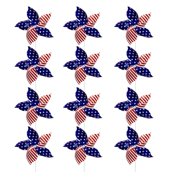 250 Anniversary Usa 4Th Of July 12 Pack Pinwheels Patriotic Decorations, American Flag Stick Wind Spinners with Stake for Independence Day, Memorial Day Julys Of 4Th Party Supplies