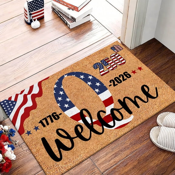 250 Anniversary Usa Door Mat – Patriotic Door Mat Personalized,Patriotic Welcome Doormat,A To Z 26 Letters Memorial National Day Floor Mats,Non-Slip Freedom Memorial Day Porch Front Decor