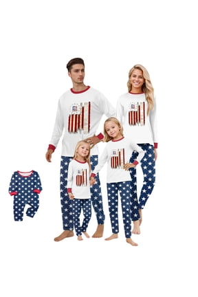 250 Anniversary Usa Family Pajamas Matching Sets, USA Patriotic Black Red Halloween Family Pajamas Soft Long Sleeve Sleepwear for Men and Women