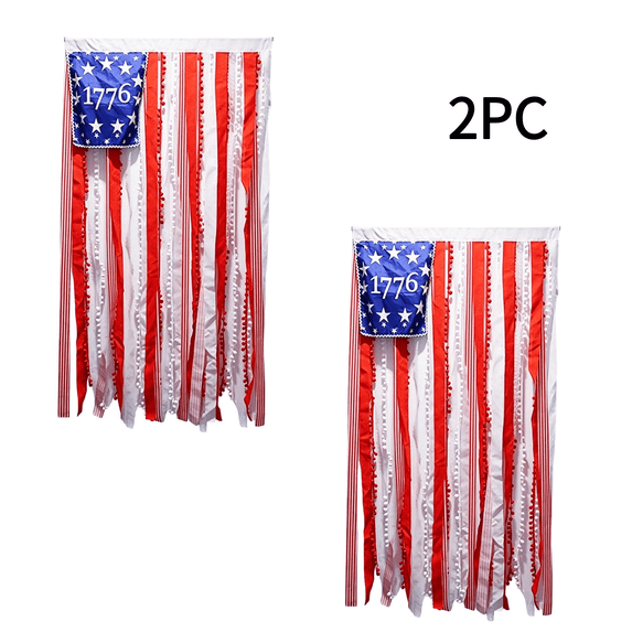 250 Anniversary Usa Flag, 2PC 4th of July Decorations, 50x27Inch Handmade Cloth Patriotic Decoration American Flags for Covered Porch Patio Wall, Patriotic Door Decorations