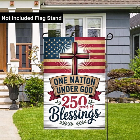 250 Anniversary Usa Flag, Outdoor American Flag, Patriotic Yard Decorations, 4Th of July Garden Flag, 12X18 In, 2 Pc, Outside Porch Decor