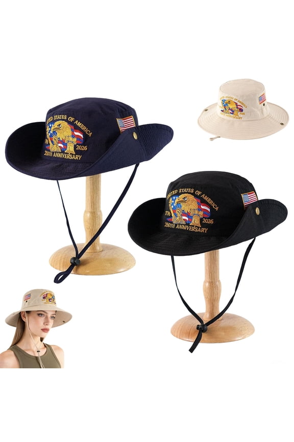 250 Anniversary Usa Hat 1776-2026, Patriotic Embroidered Wide Brim Sun Hat Vintage Adjustable 250th Anniversary Hat