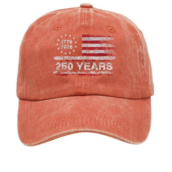 250 Anniversary Usa Hat Adjustable Vintage Style Baseball Cap Embroidered 250 Years Flag Print Structured Dad Hat for Men Women Saffron