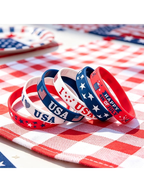 250 Anniversary Usa Merchandise,Rubber Bracelets ,Patriotic Bracelets,4th Of July Outfit,Rubber Wristbands,For Independence Day Party