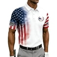 thumbnail image 1 of 250 Anniversary Usa Polo Shirts for Men American Flag Print Lapel Collar V Neck Short Sleeve T-Shirt Independence Day Patriotic Star Classic Fit Summer Tshirts, XL, #01 White, 1 of 3