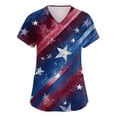 thumbnail image 1 of 250 Anniversary Usa Scrub Tops for Women Usa Flag Print 4th Of July Patriotic Star V Neck T Shirts Short Sleeve Regular Fit Quick Dry Nursing Uniforms with Pockets, #01 Light Blue, S, 1 of 4