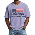 thumbnail image 1 of 250 Anniversary Usa Shirt for Men Patriotic Independence Day Shirts Waffle Short Sleeve 1776 - 2026 T Shirts V Neck Loose We the People Tees Purple 2XL, 1 of 3