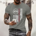 thumbnail image 1 of 250 Anniversary Usa Shirt Men Patriotic Star American Flag Print Crew Neck Short Sleeve Tops Muscle Relaxed Fit Soft Summer Muscle Tops, Dark Gray, #01 Dark Gray, 1 of 5