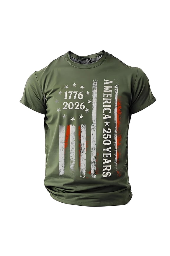 250 Anniversary Usa Shirt Mens Shirts Short Sleeve 1776-2026 250th Birthday T-Shirt Breathable Trendy America Pullover Basic Tee
