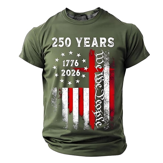 250 Anniversary Usa Shirt Mens Shirts Short Sleeve 1776-2026 250th Birthday T-Shirt Crew Neck Lightweight America Pullover Basic Tee