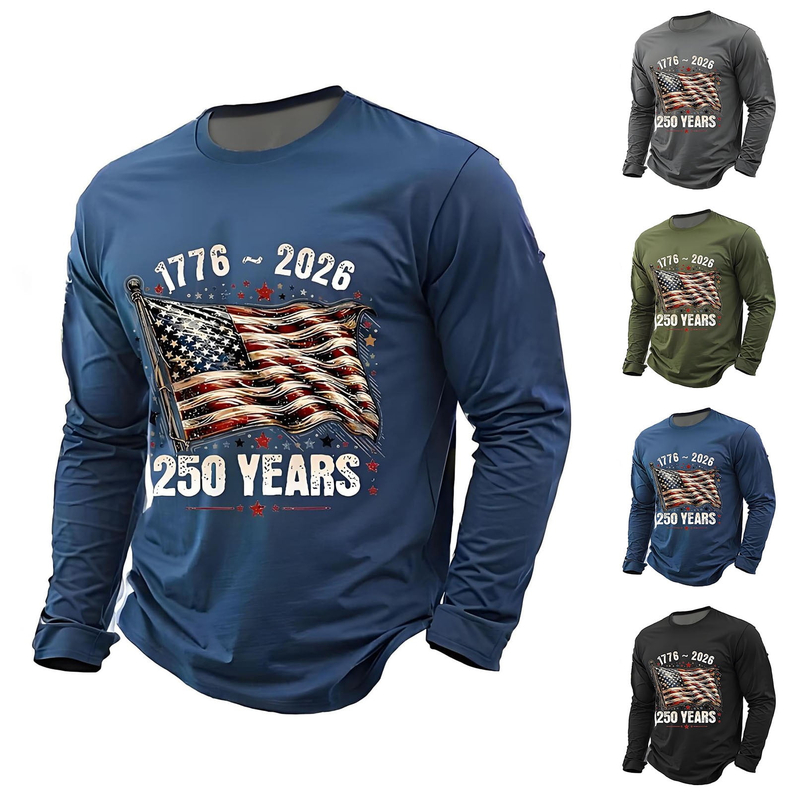 250 Anniversary Usa Shirt Mens T-Shirts Long Sleeve 250 Years American ...