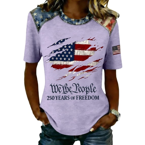 250 Anniversary Usa Shirt Women Soft And Flowy Casual T Shirt For Comfortable Relaxed Fit Everyday Basic Top With Classic Design