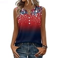 thumbnail image 1 of 250 Anniversary Usa Shirts for Women American Flag Print Sleeveless V-Neck Button Down Cami Tops Patriotic Lightweight Loose Fit Summer Workwear T-Shirts,XXL,#01 Dark Blue, 1 of 5