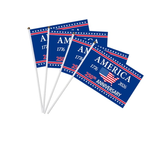 250 Anniversary Usa Small Stick Flags 20pcs Patriotic Mini Hand Waving Flags with Sticks for 4th Of July & Independence Day Party Supplies, 8.3x5.5"
