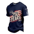 thumbnail image 1 of 250 Anniversary Usa T Shirt for Men Usa Flag Print Short Sleeve Crew Neck Waffle Shirts 1776-2026 Pullover Relaxed Fit Breathable Comfy Tshirt, Navy, #01 Navy, 1 of 4